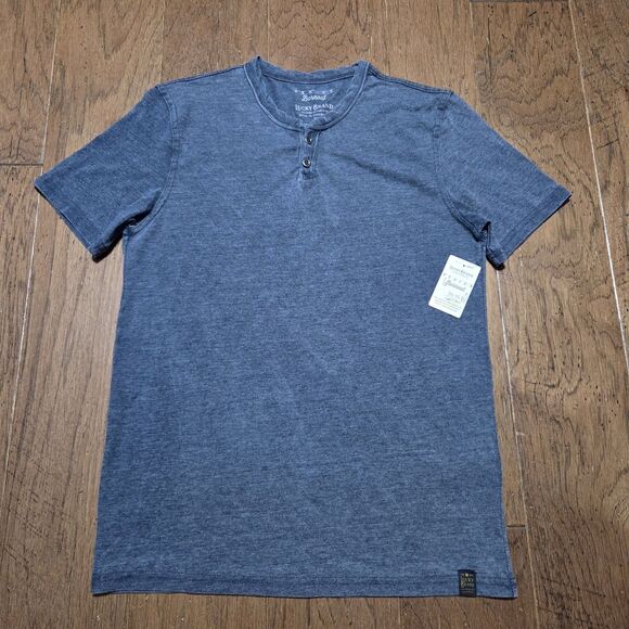 Lucky Brand Venice Burnout Henley Shirt Mens Small Gray Lightweight Beach - Picture 1 of 8